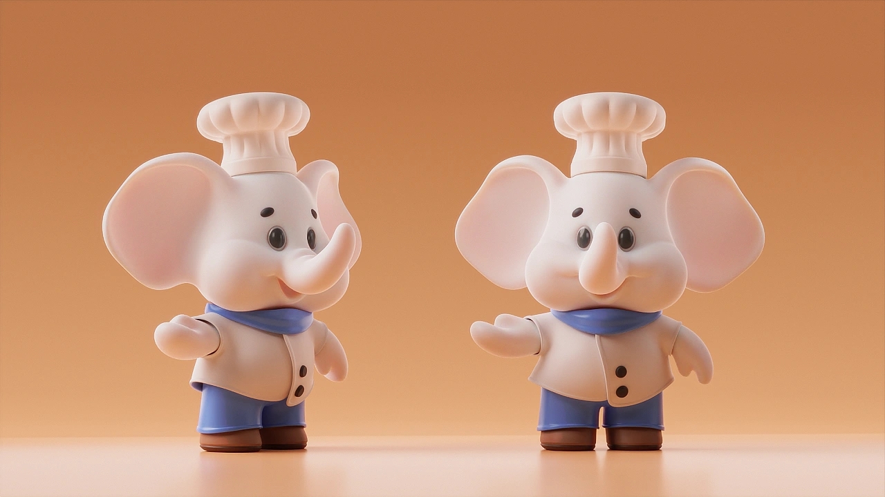 IP image design，packing design，White Elephant Instant Noodles，c4d，