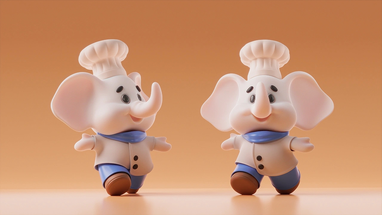 IP image design，packing design，White Elephant Instant Noodles，c4d，