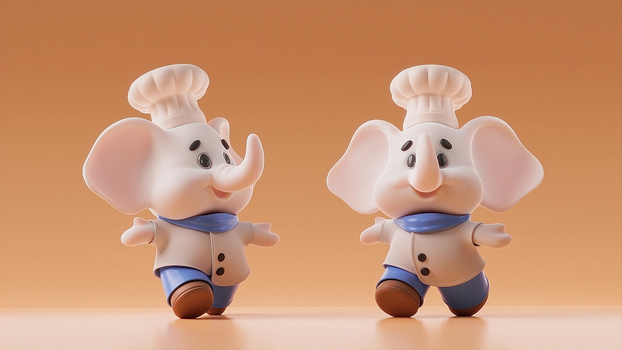 IP image design，packing design，White Elephant Instant Noodles，c4d，