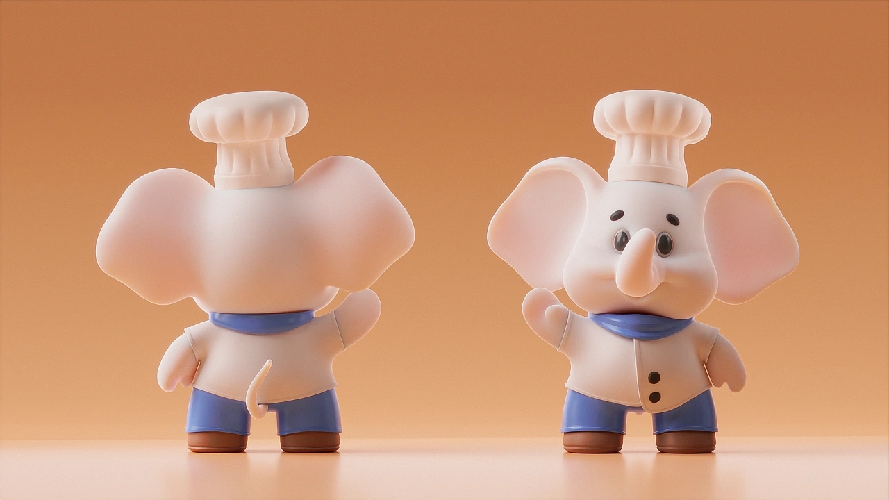 IP image design，packing design，White Elephant Instant Noodles，c4d，