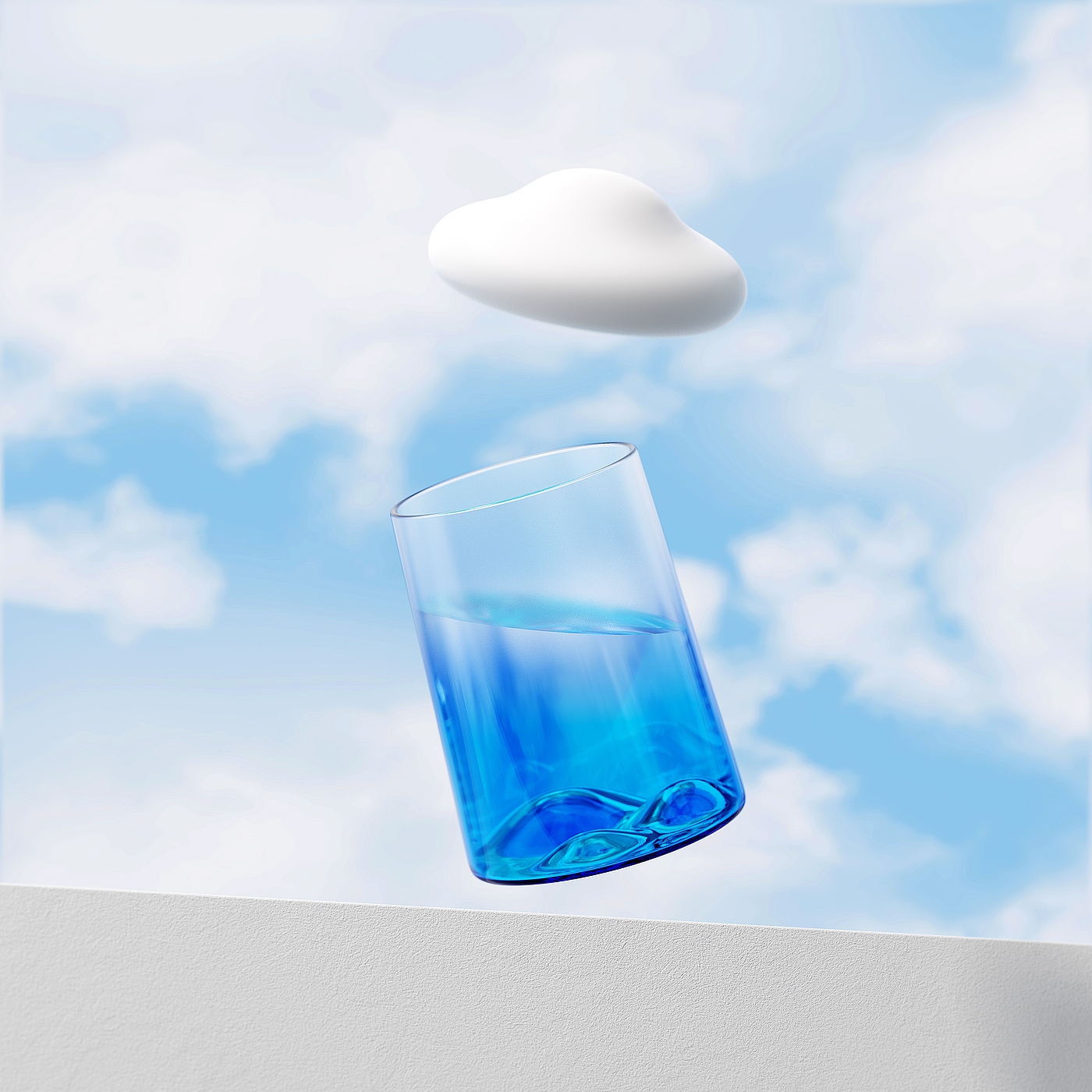 玻璃，水壶，水杯，自然，蓝色，山，海，云，