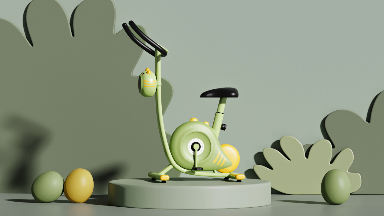 A cartoon dinosaur for the prototype design of children's bubble car，