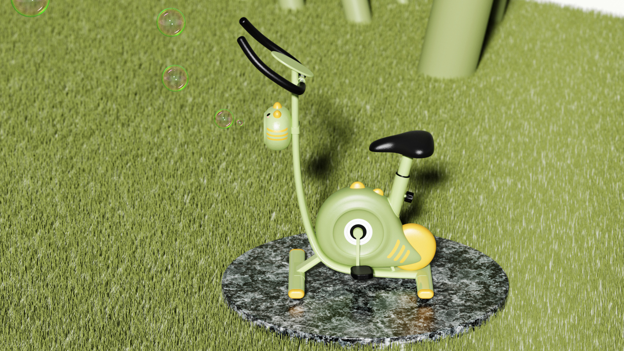 A cartoon dinosaur for the prototype design of children's bubble car，