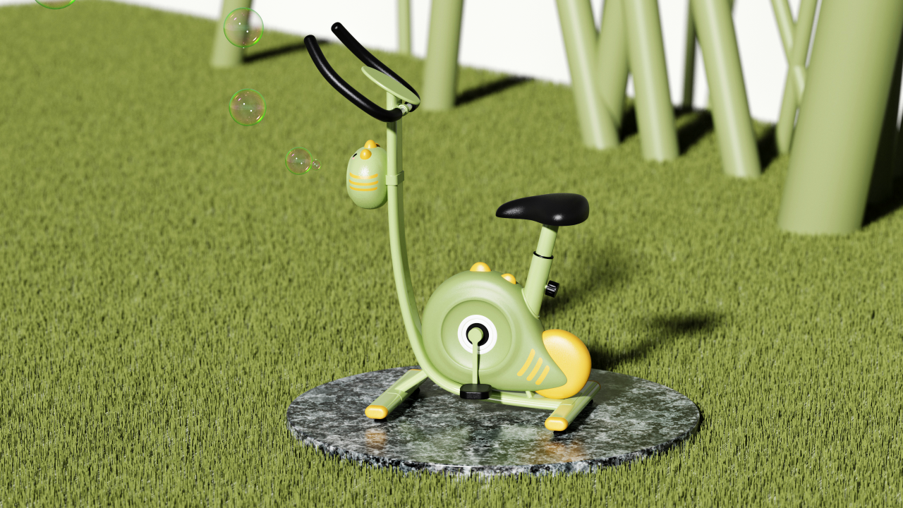 A cartoon dinosaur for the prototype design of children's bubble car，