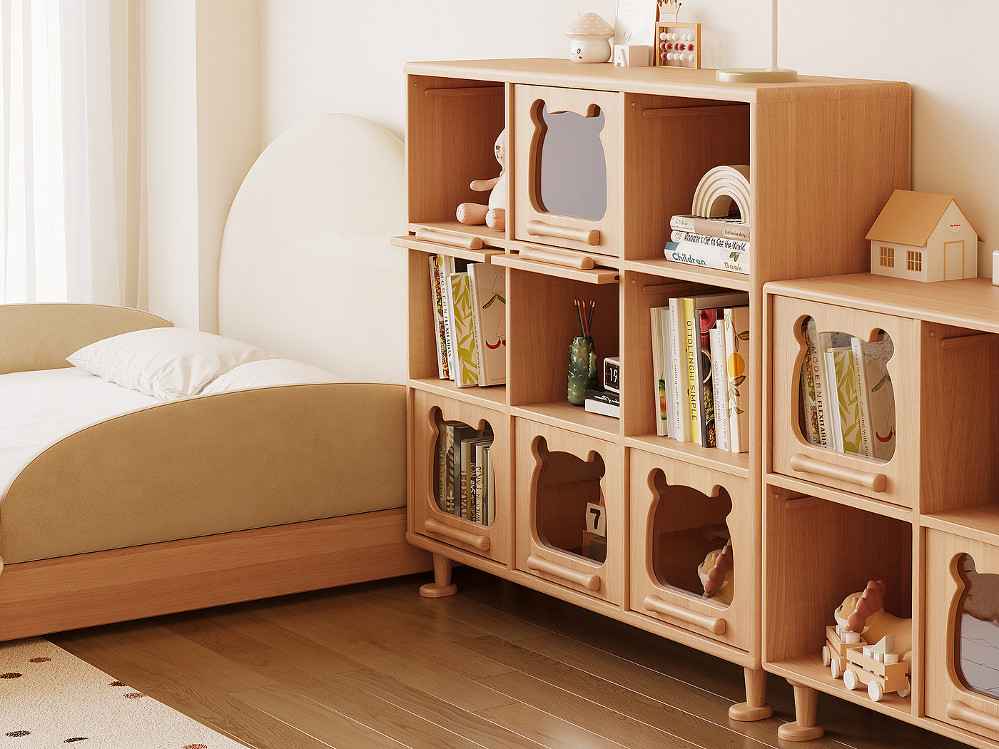 Children's furniture，Wooden furniture，Receive，cabinet，Children's room，