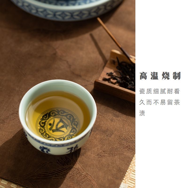 Hand-painted blue and flower ceramic tea set set，