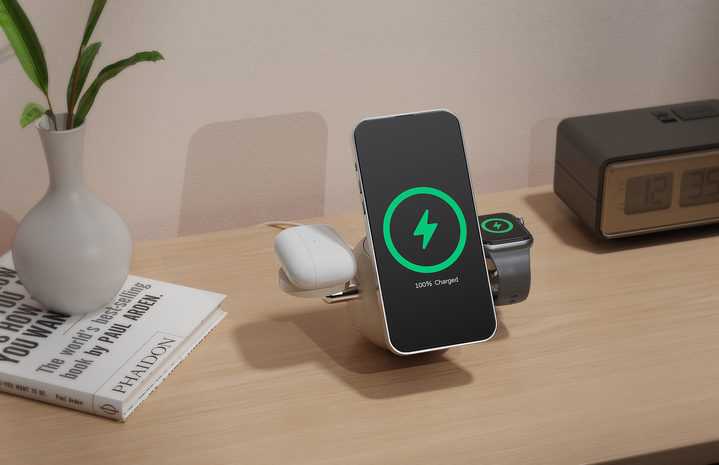 3-in -1 wireless charging，product design，3c，