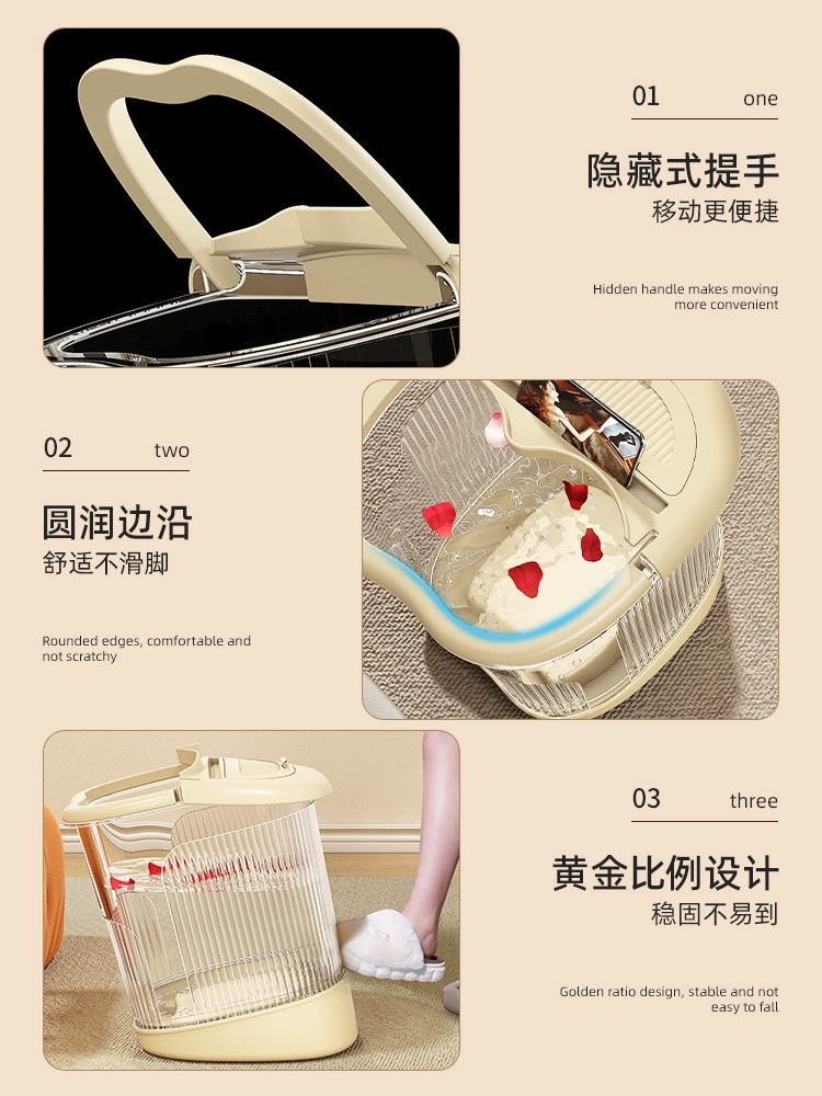 Lie and soak foot bath bucket，High-depth foot-soaking bucket for home use，Transparent footbath over calf，