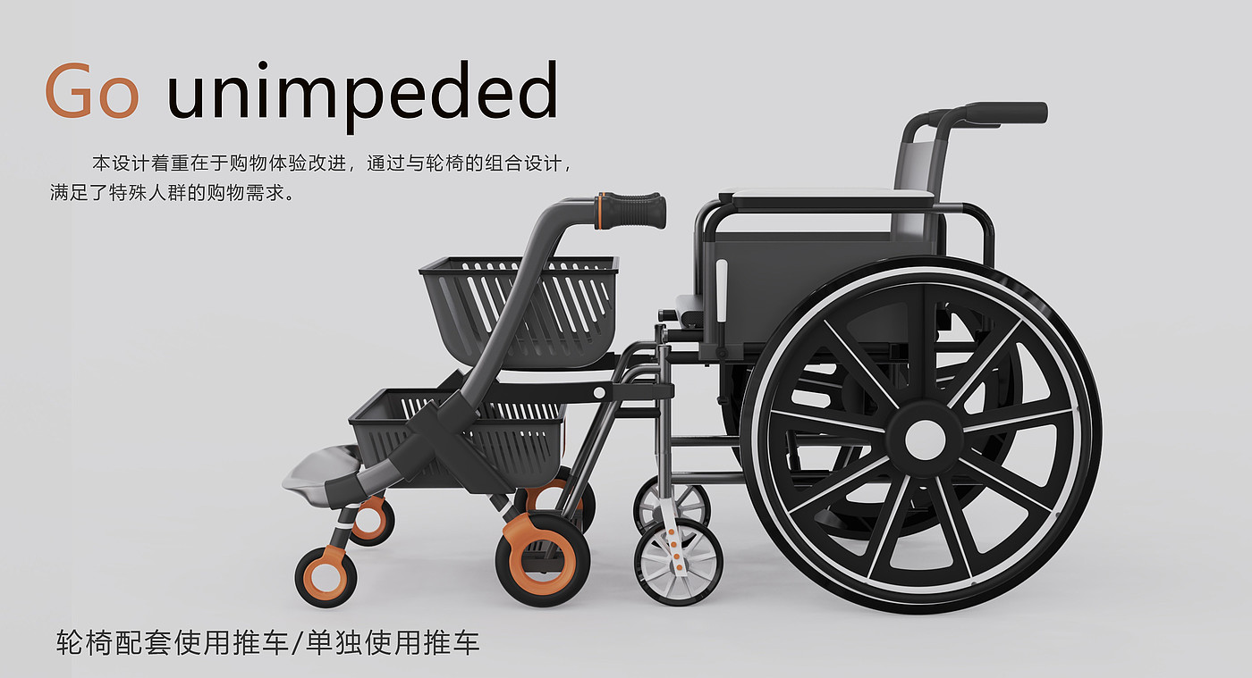 购物车，轮椅，腿脚不便，残疾人士，
