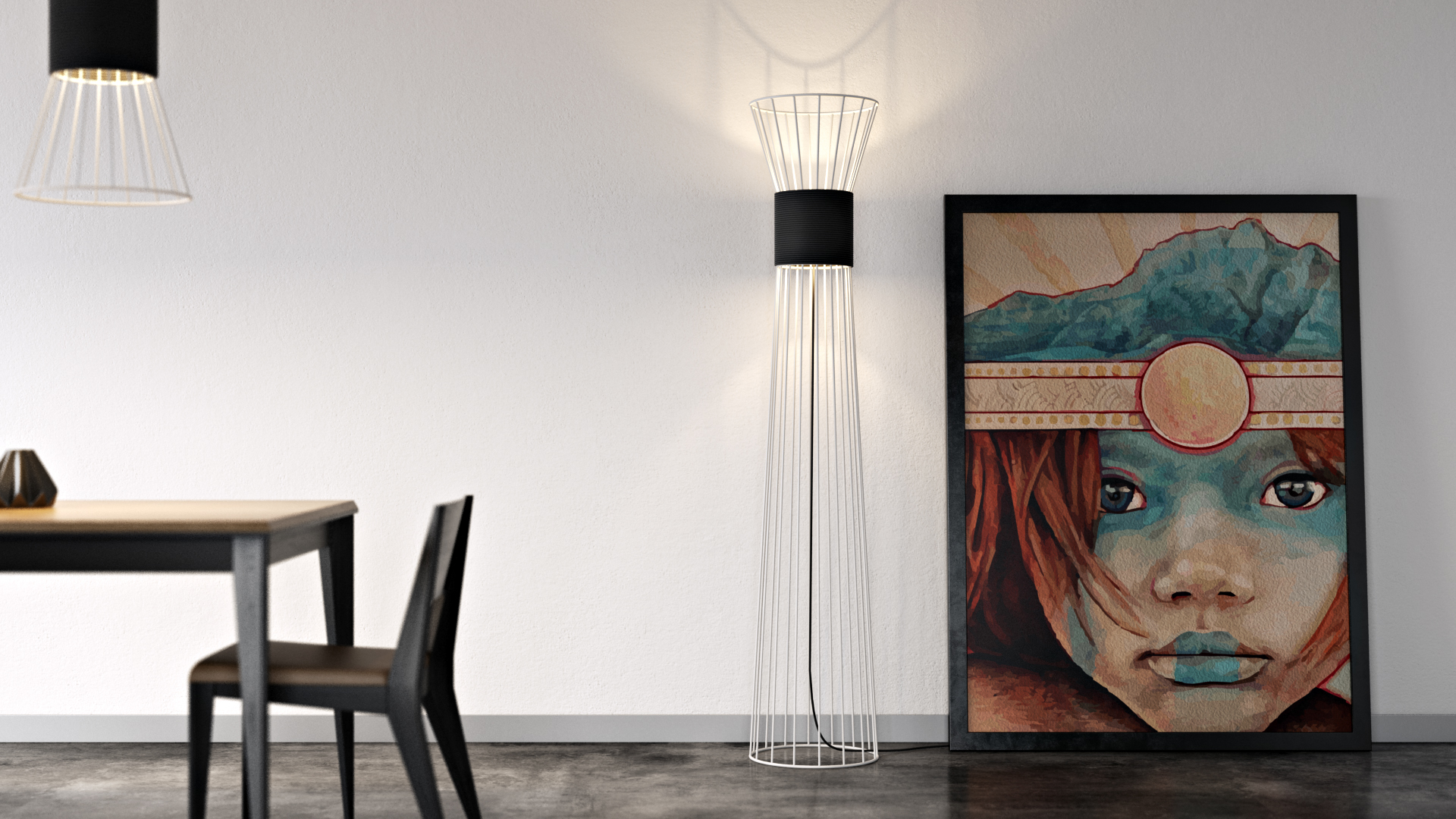 Lamp design，Steel frame，product design，