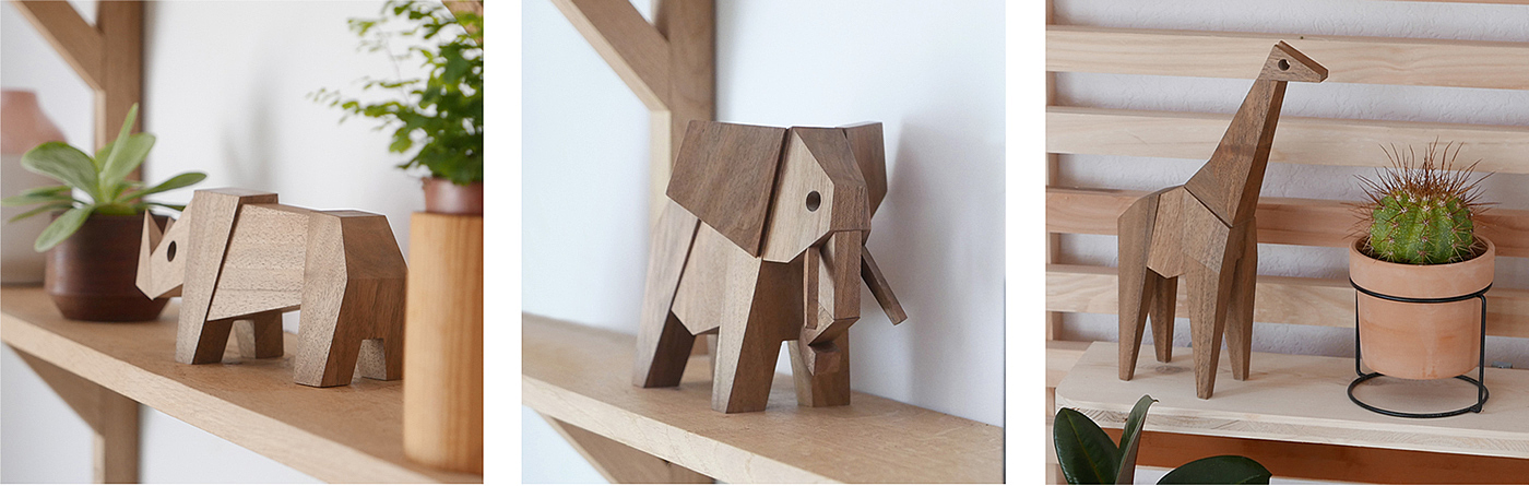 rhinoceros，elephant，giraffe，Toys，Ornaments，magnet，wood，Movable，Desk lamp，lamps and lanterns，Bedside lamp，rubber string，Control intensity，Mortise and tenon，
