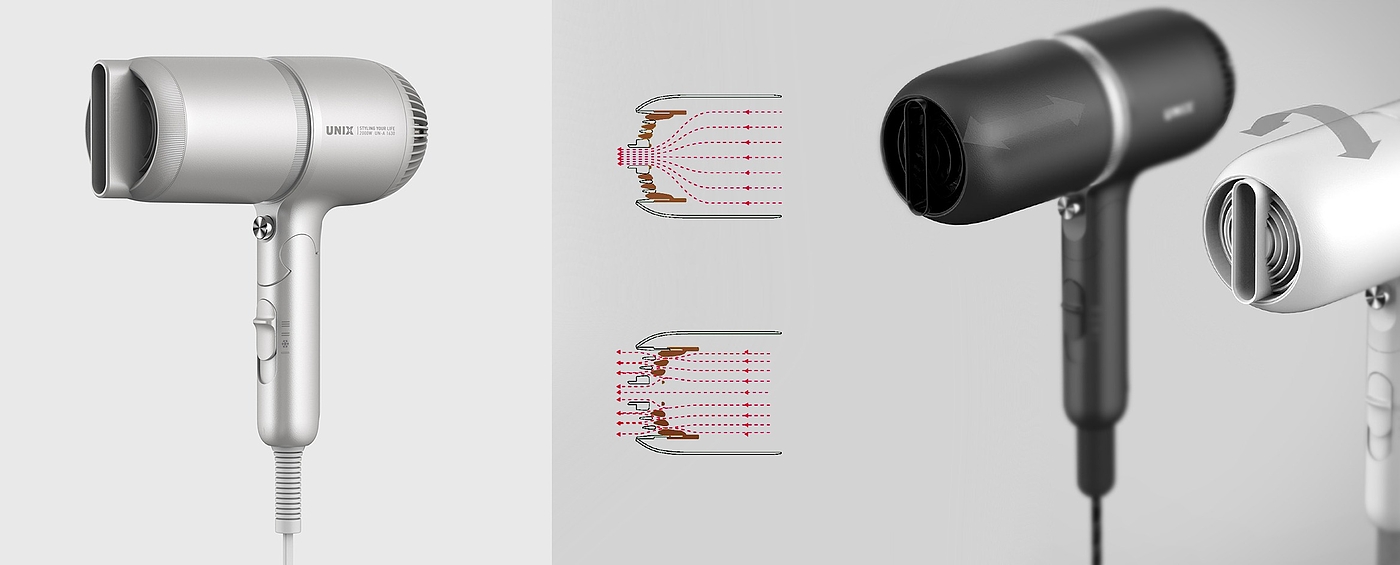 hair drier，product design，industrial design，minimal，Capsule，