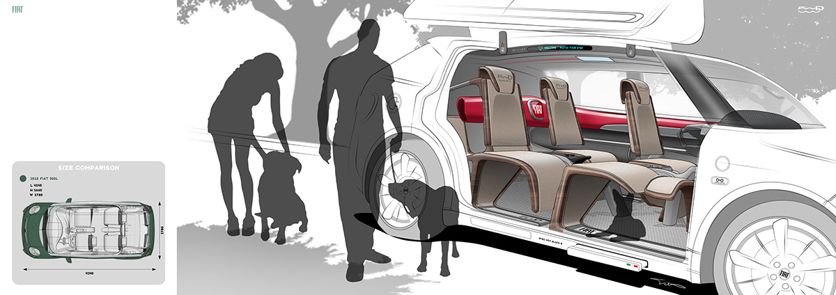 industrial design，product design，vehicle，Car seat，Fiat 500D，