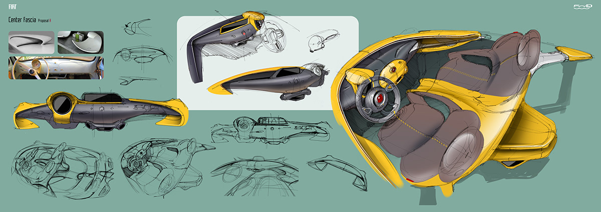 industrial design，product design，vehicle，Car seat，Fiat 500D，