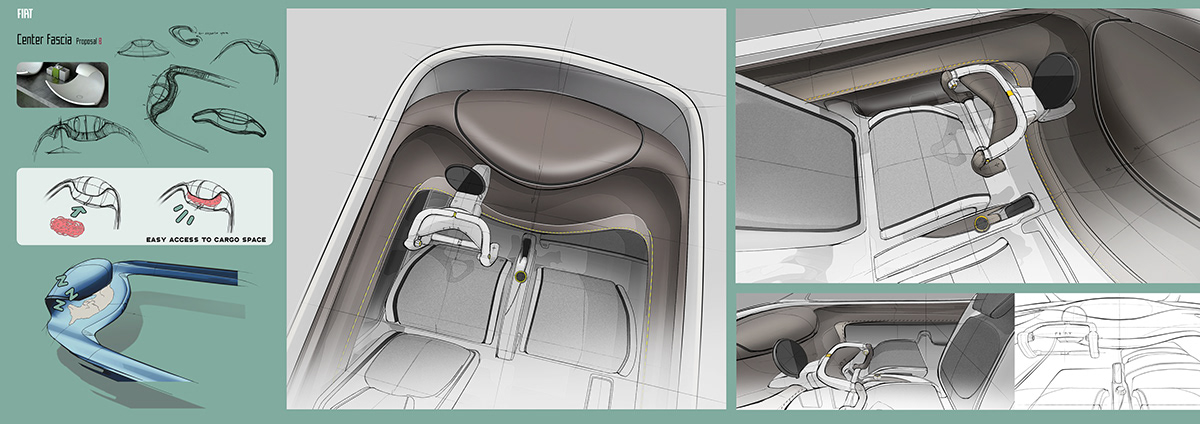 industrial design，product design，vehicle，Car seat，Fiat 500D，