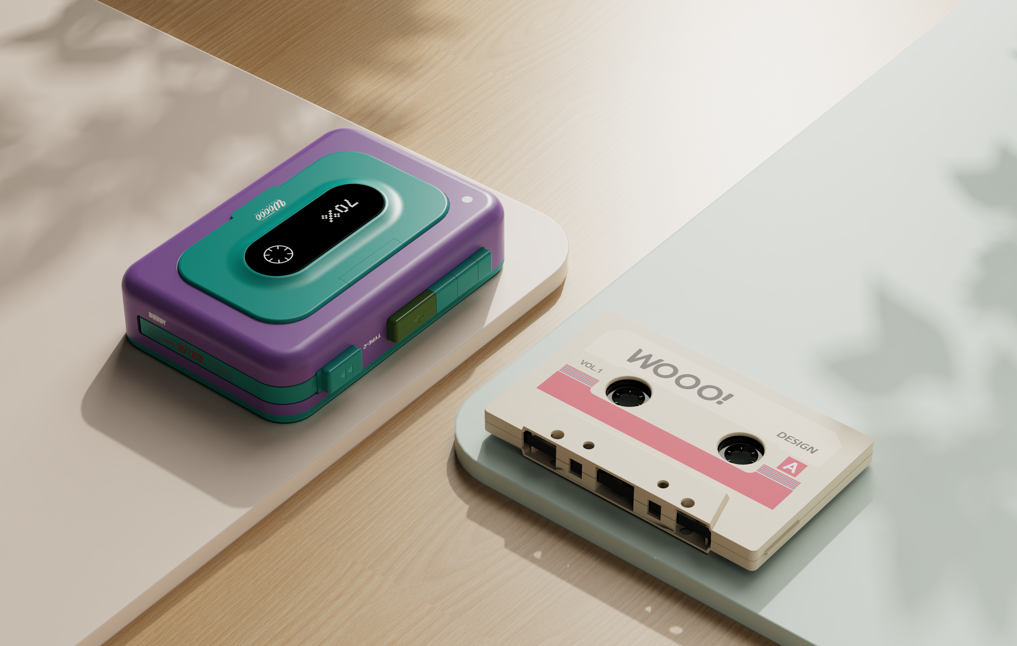 product design，portable battery，Walkman，Retro，keyshot，sample reels，modeling，Render，