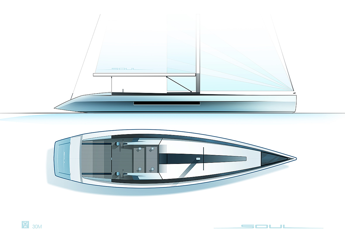 Sailboat，30m，sketch，Anton krosek，