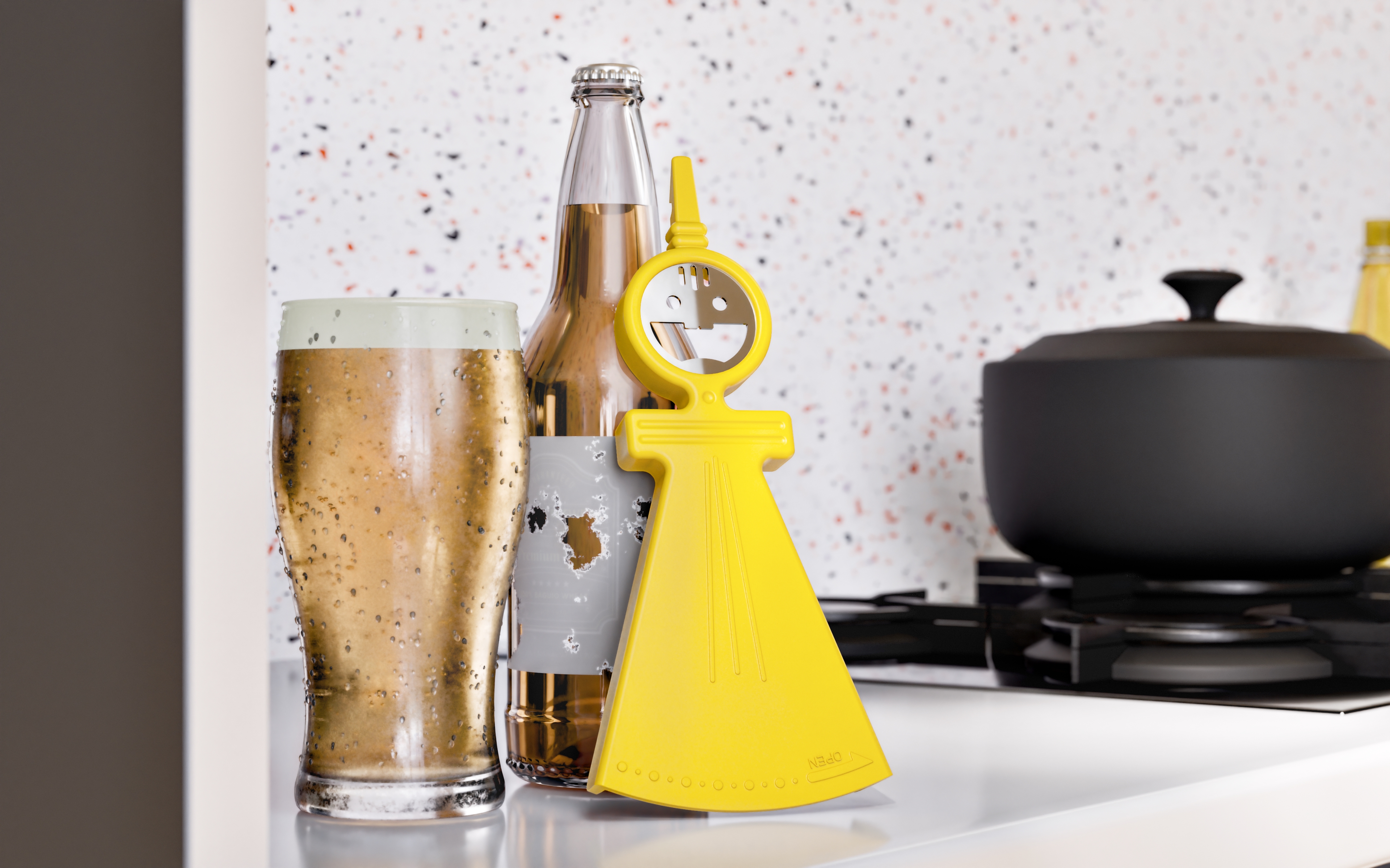 Bottle opener，Home Furnishing，kitchen，tool，Cartoon Characters，gift，product design，3D rendering，