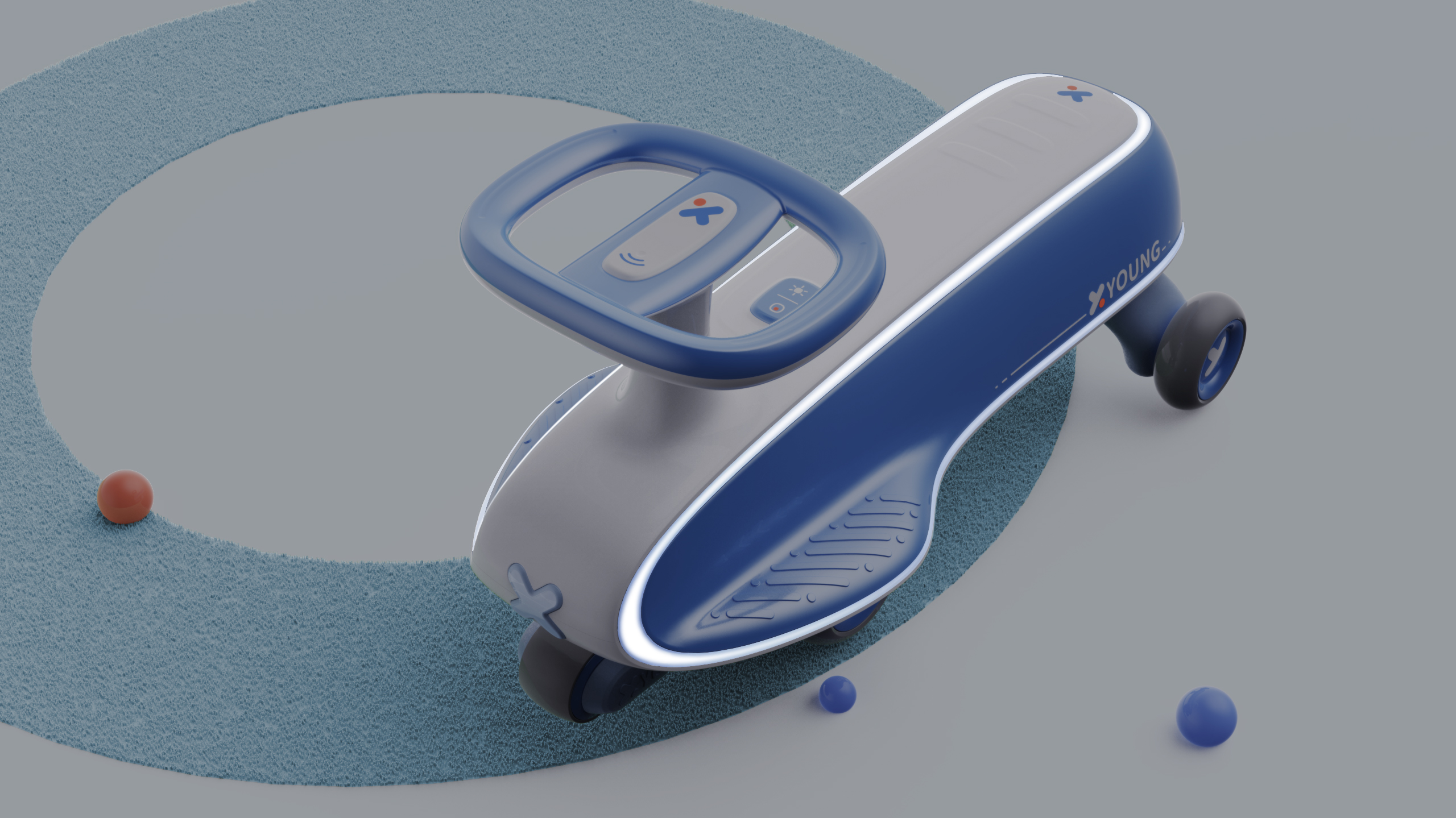 industrial design，product design，Creative design，Children's car design，swing car，