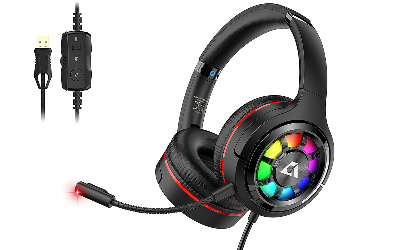 游戏耳机，有线耳机，头戴耳机，RGB，