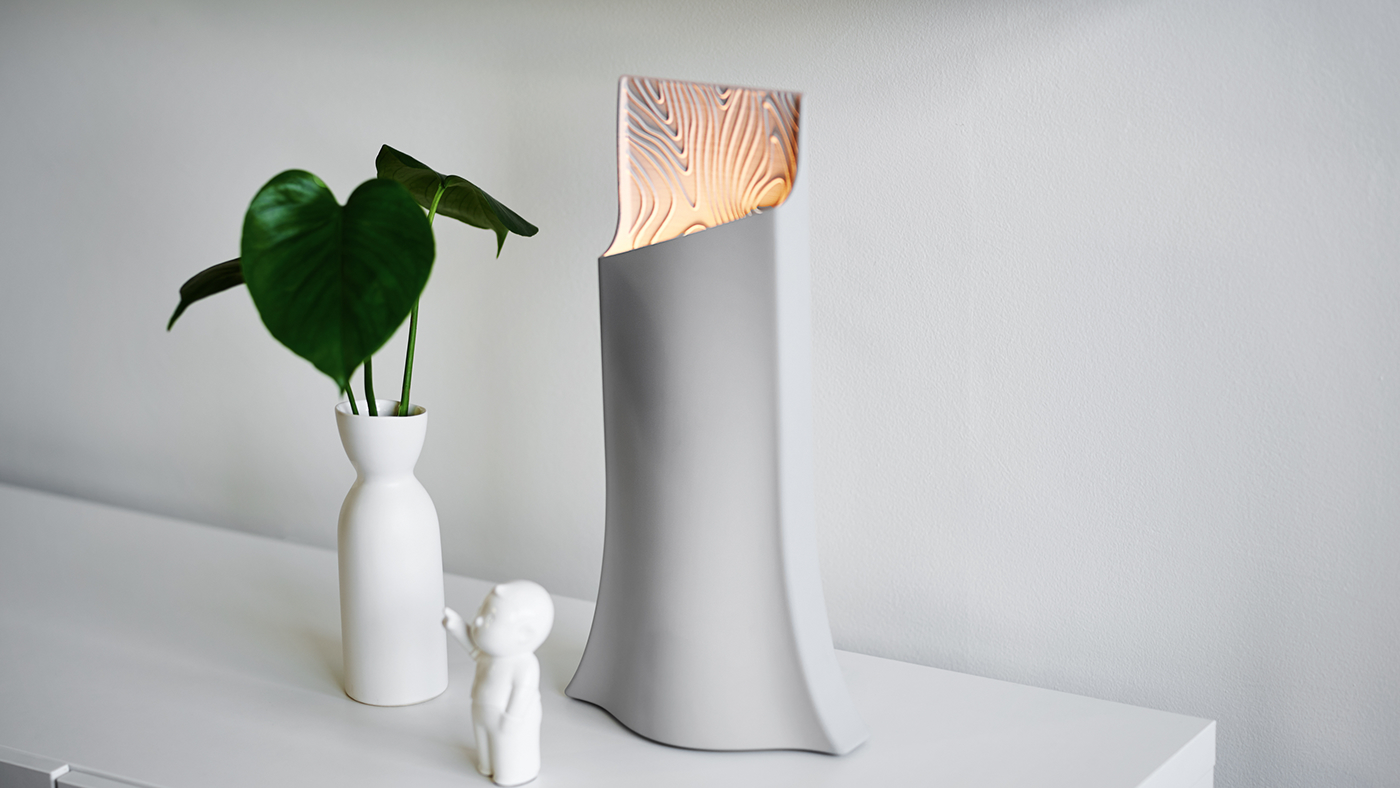 modern stylish，Black and white gray color matching，Minimalist，Warm color light source，Brain hole design，Table lamp design，Lamp design，