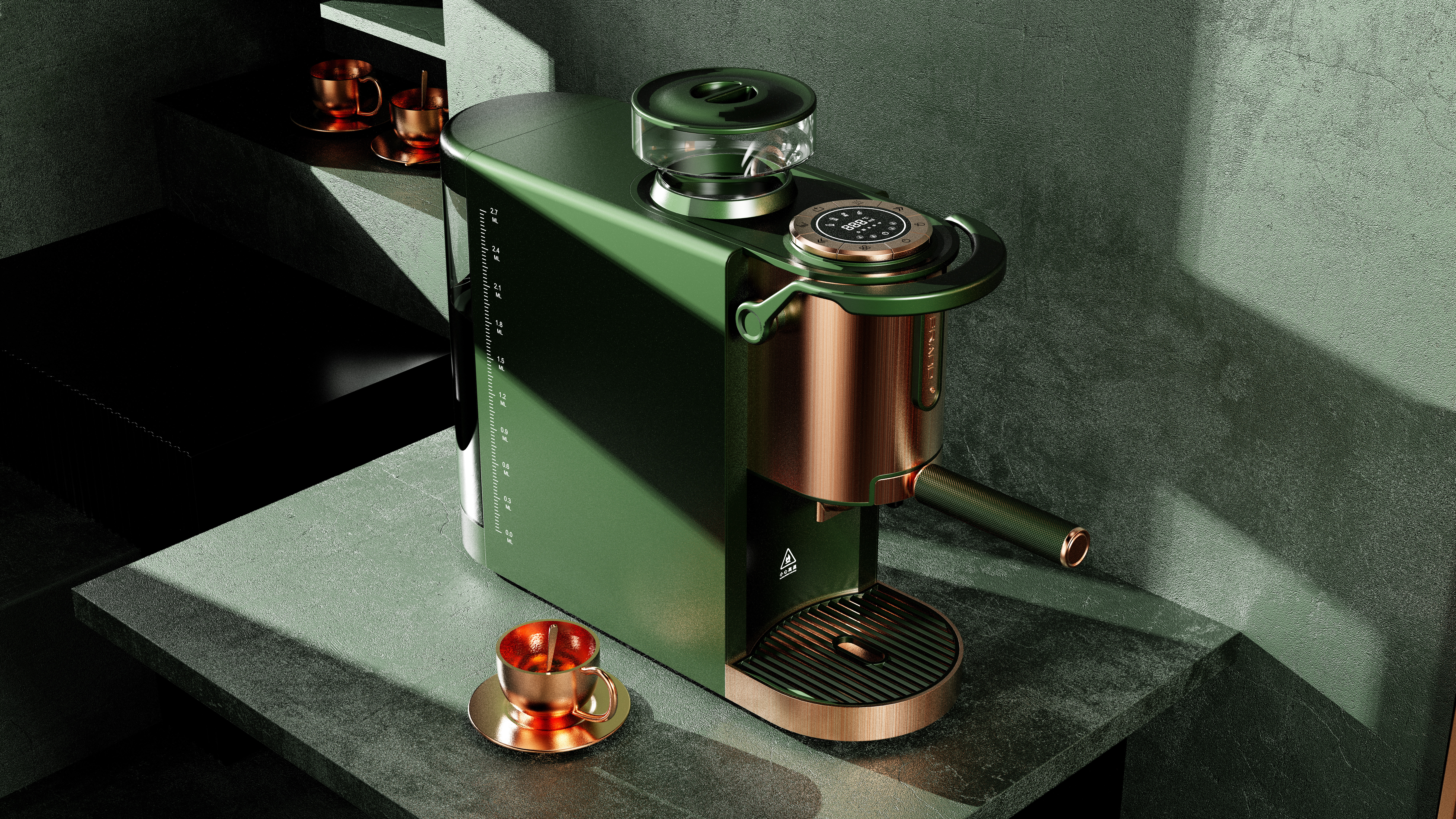 Retro，Coffee machine，Rendering learning，Modern simplicity，