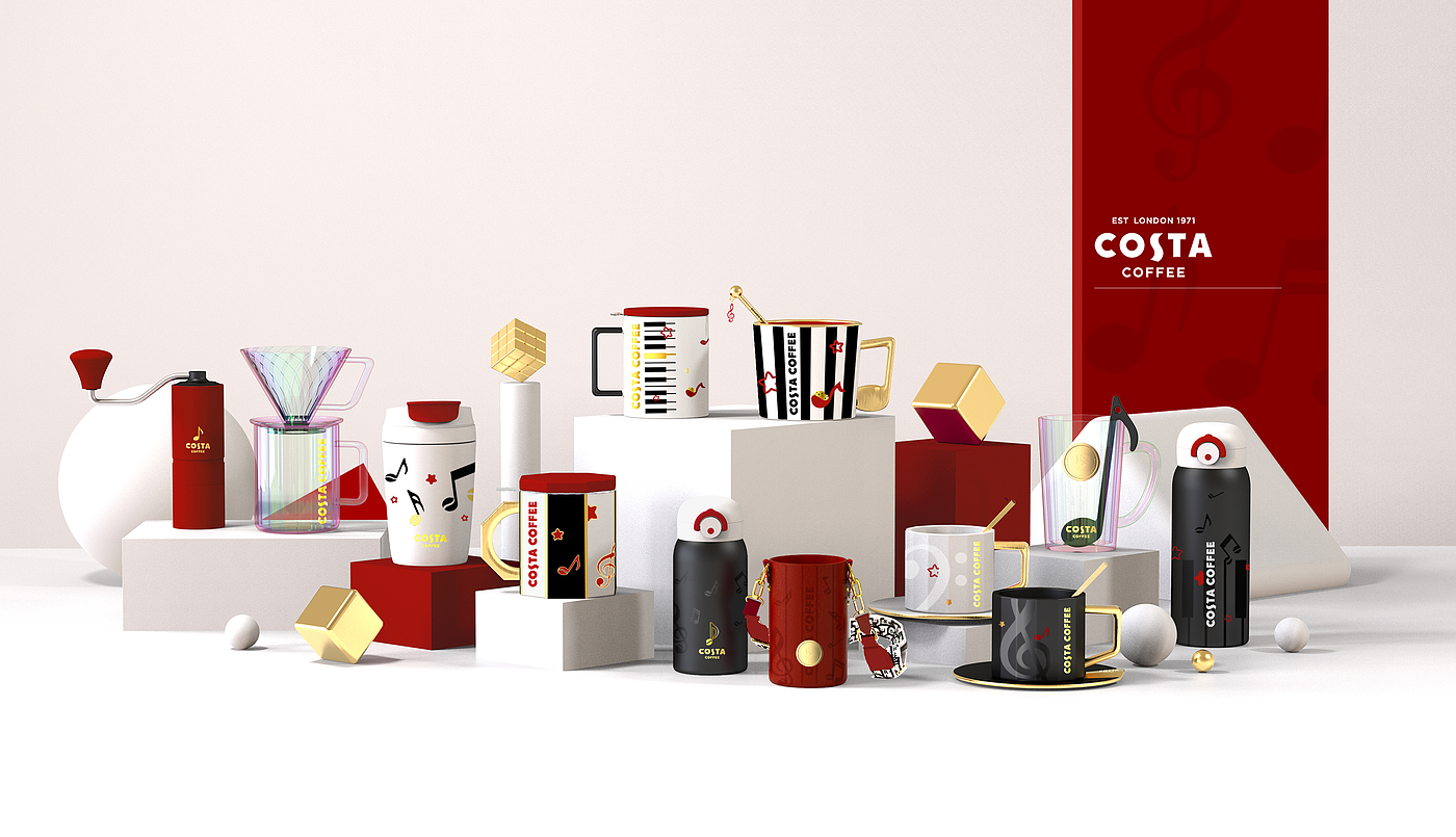 Piano Series，Peripheral design，Coffee cup combination，