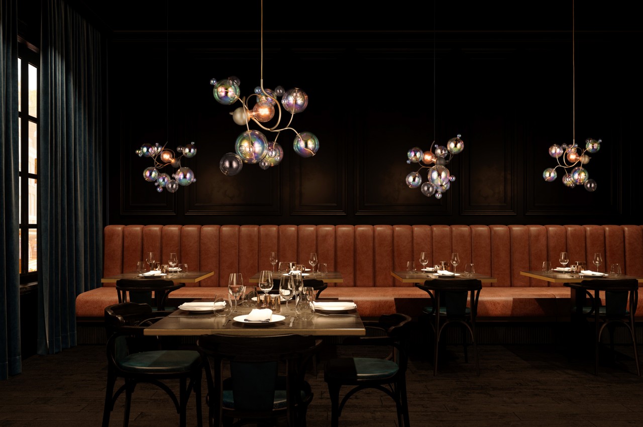 a chandelier，Bubble chandelier，product design，industrial design，product，lamp，