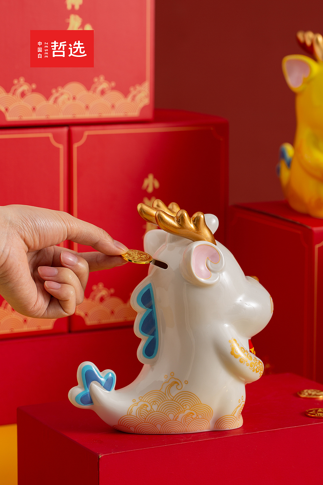 ceramics，Year of the Dragon，mascot，Piggy bank，National tide，Ornaments，