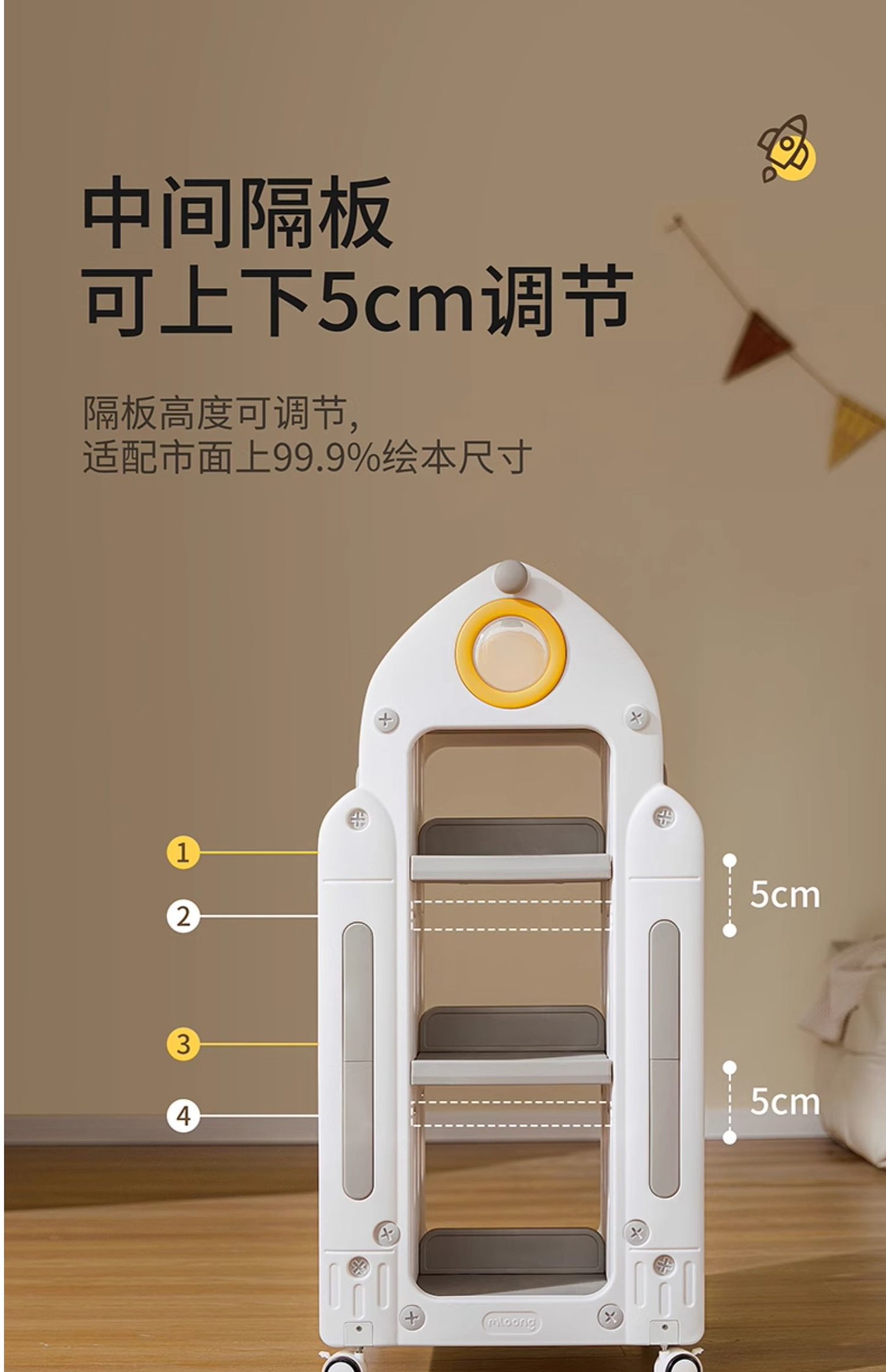 Children bookshelf，Rotating bookshelf，Bookcase，Storage cabinet，Picture book rack，