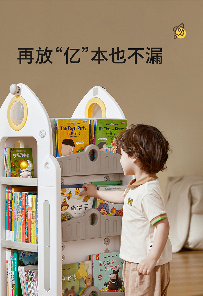 Children bookshelf，Rotating bookshelf，Bookcase，Storage cabinet，Picture book rack，