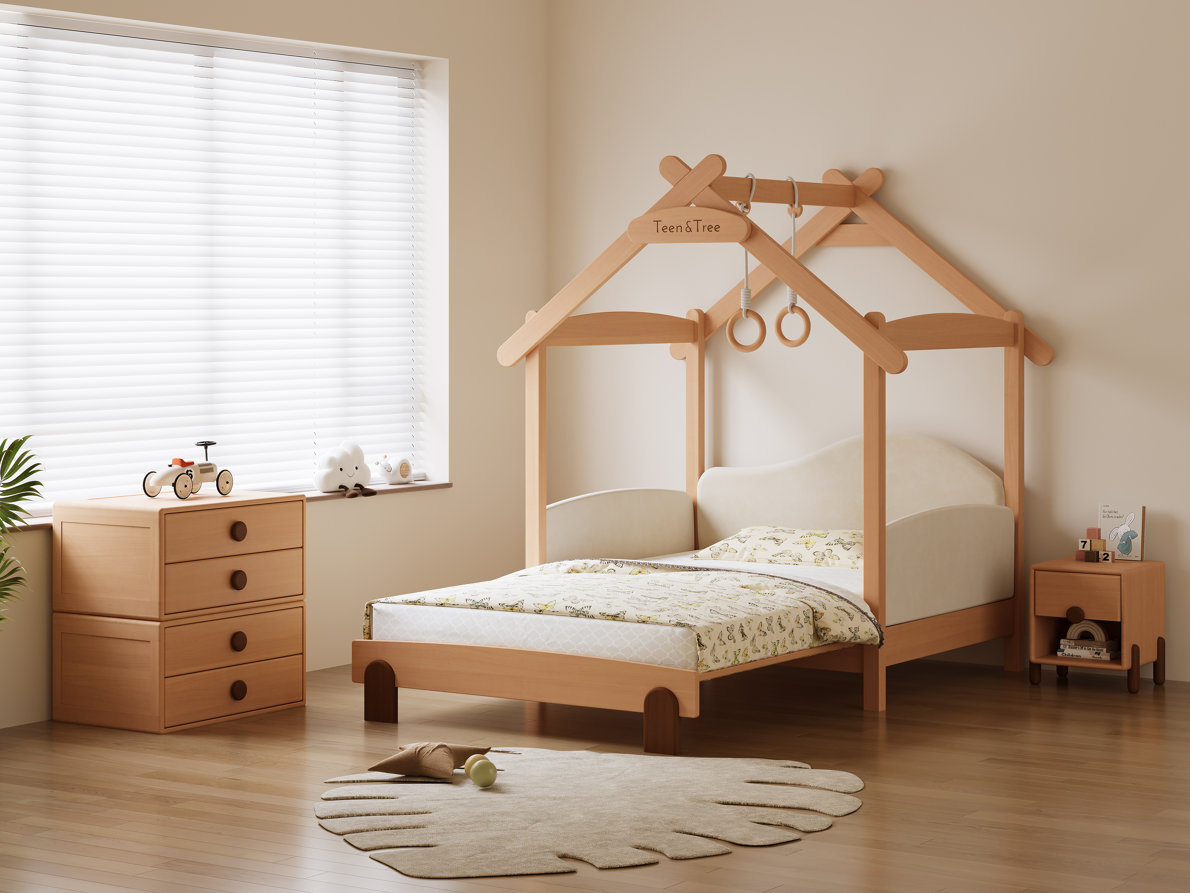 Children's furniture，Wooden furniture，Bed，Telescopic bed，Growth，Long-term，