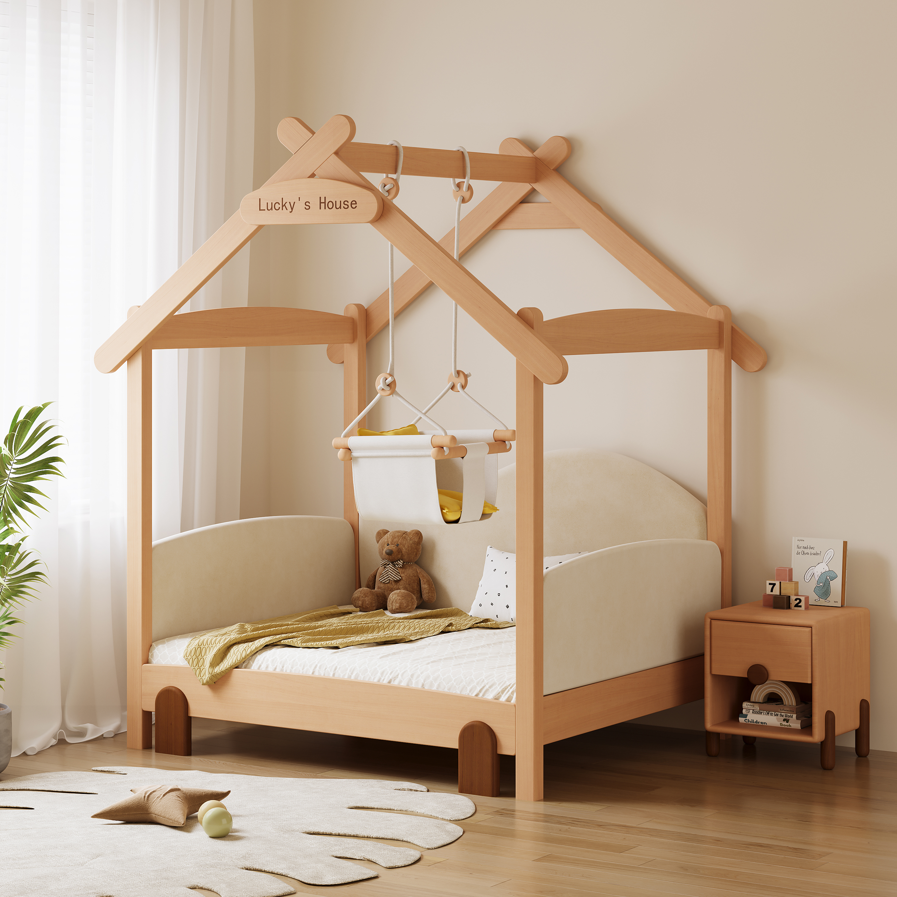 Children's furniture，Wooden furniture，Bed，Telescopic bed，Growth，Long-term，