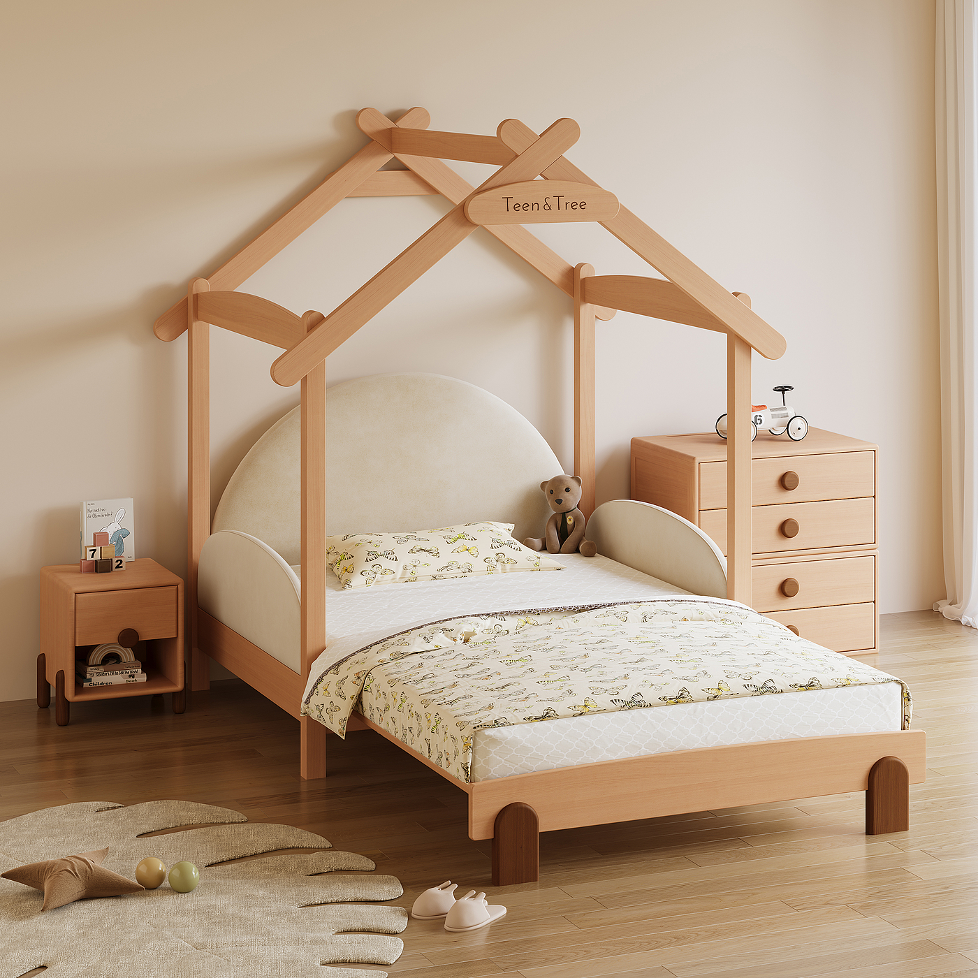 Children's furniture，Wooden furniture，Bed，Telescopic bed，Growth，Long-term，