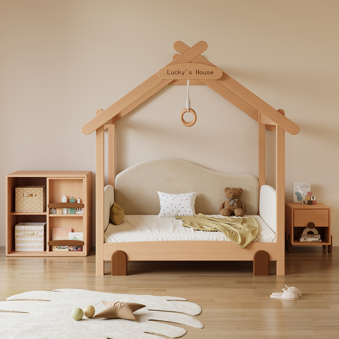 Children's furniture，Wooden furniture，Bed，Telescopic bed，Growth，Long-term，
