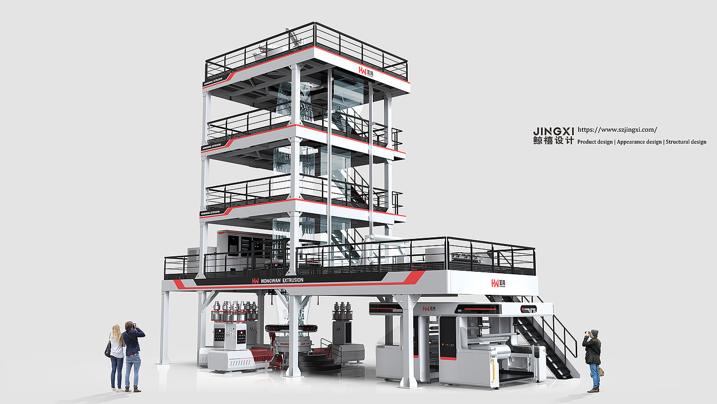 Thin film pipeline design，Design of large blown film machine，Industrial equipment design，Mechanical equipment design，industrial design，product design，assembly line design，