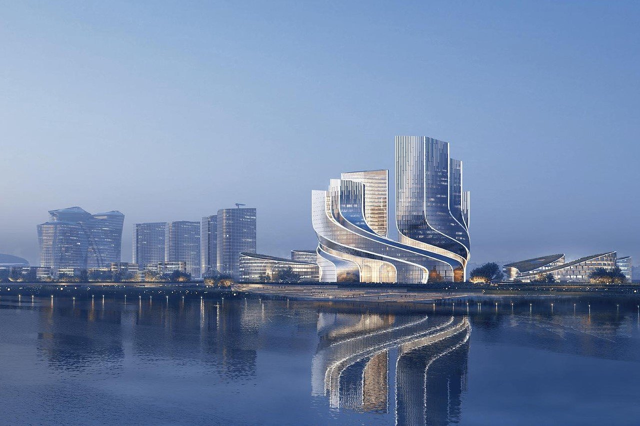 Architectural design，tencent，multi-storied building，