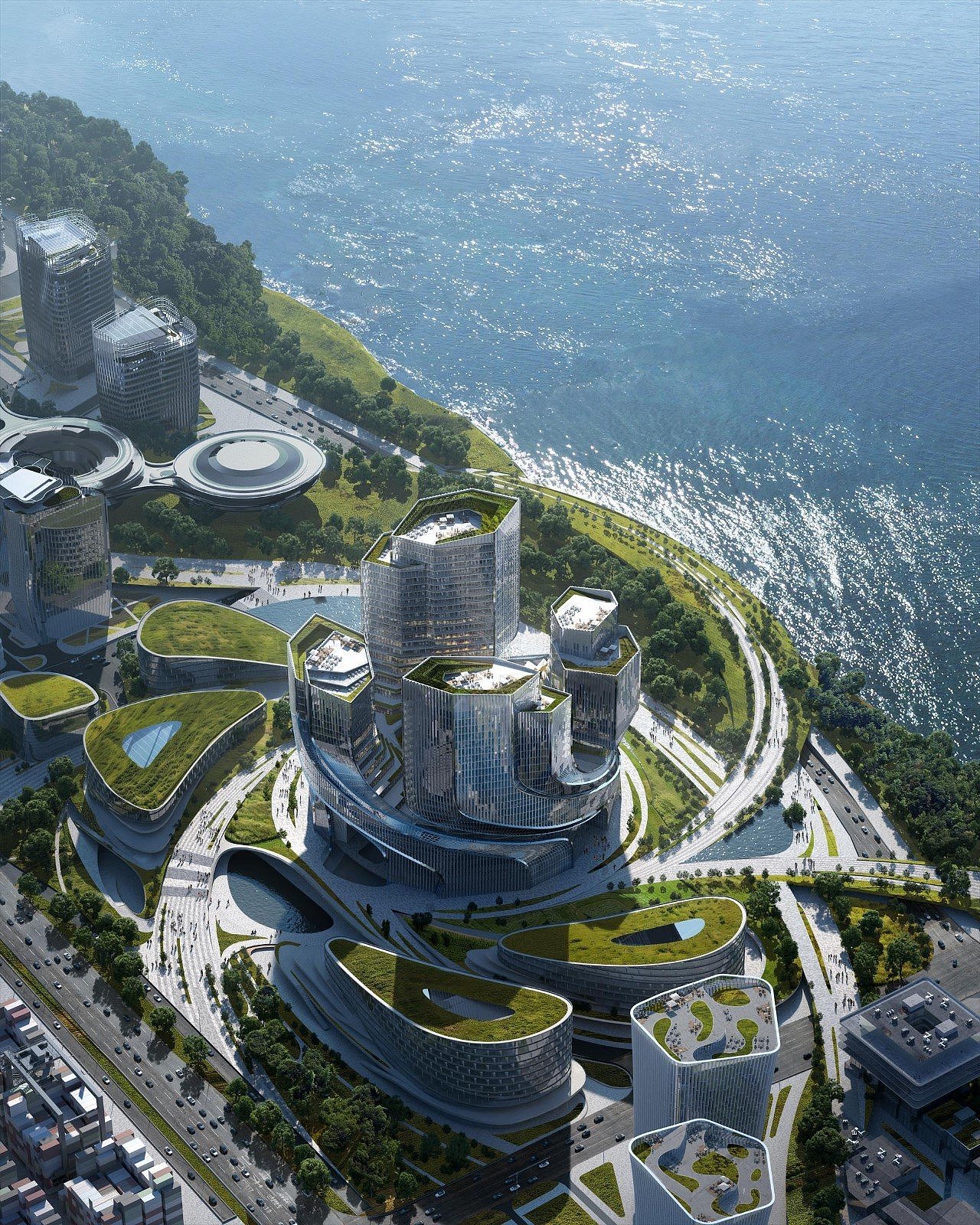Architectural design，tencent，multi-storied building，