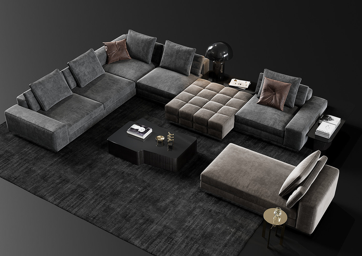 Minotti，Lawrence，sofa，chair，3D modeling，