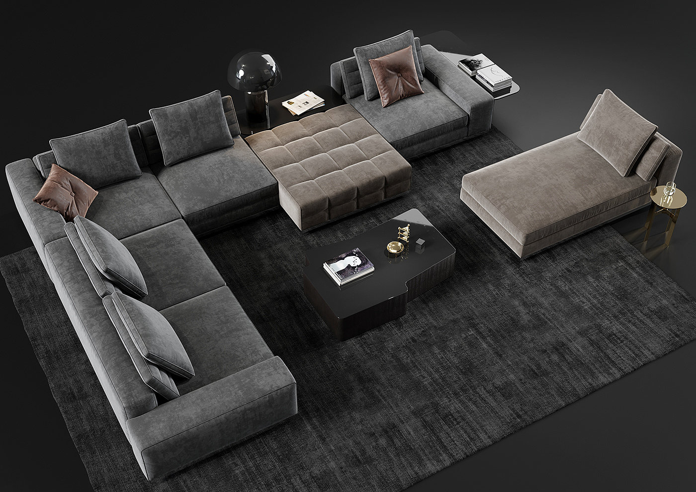 Minotti，Lawrence，sofa，chair，3D modeling，