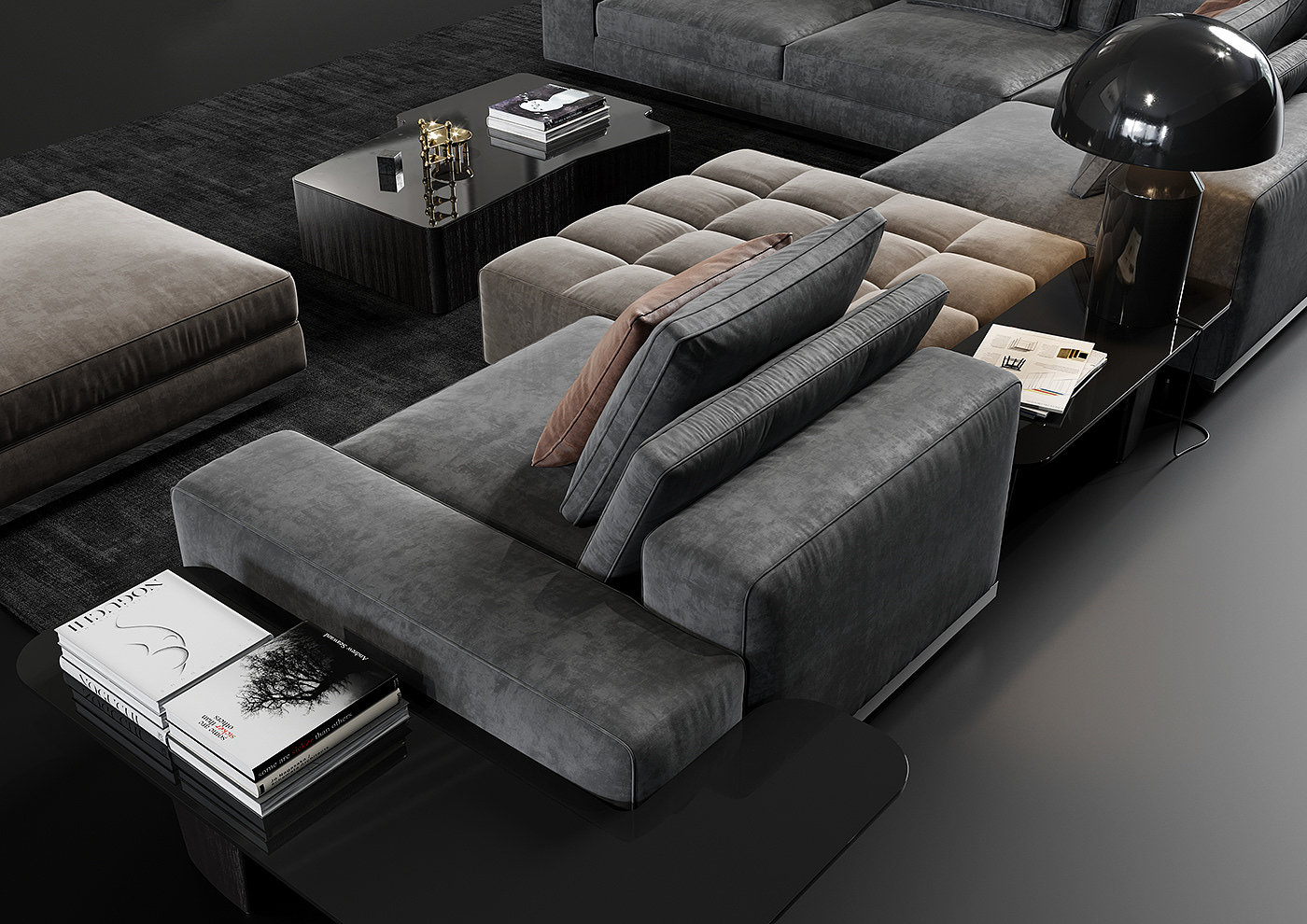 Minotti，Lawrence，sofa，chair，3D modeling，