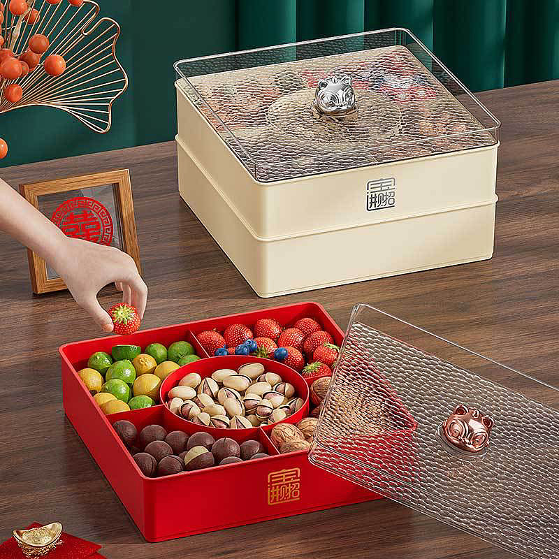 Candy box，Fruit tray，Dried fruit box，National tidal wind，Chinese style candy box，New Year Candy Box，