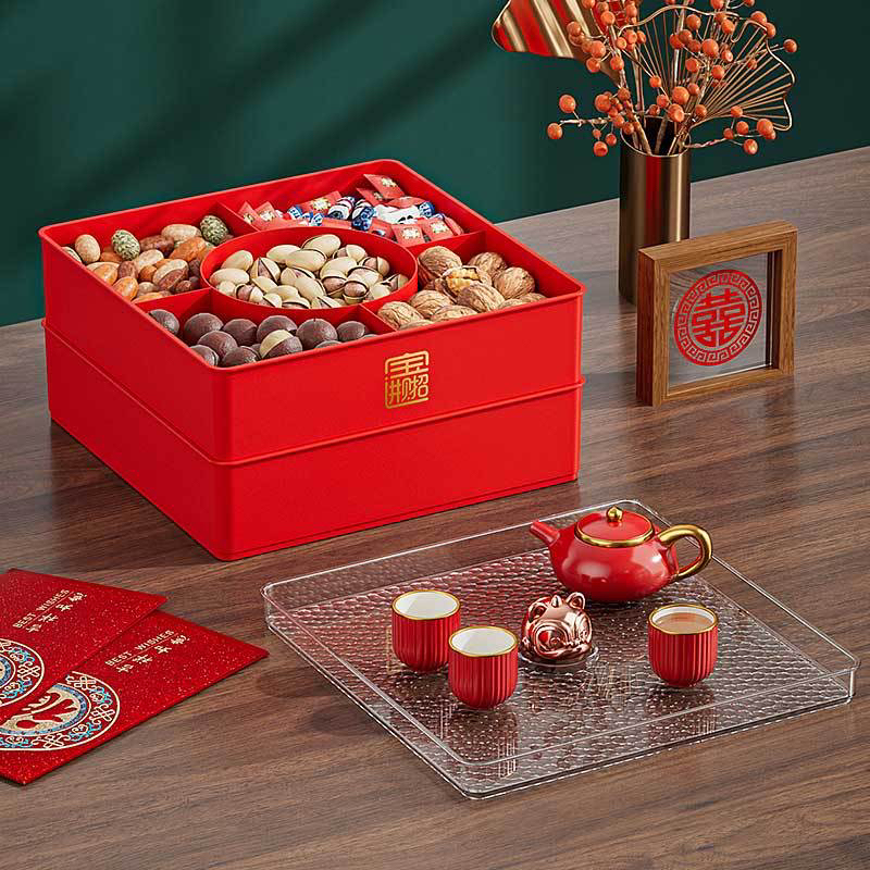 Candy box，Fruit tray，Dried fruit box，National tidal wind，Chinese style candy box，New Year Candy Box，
