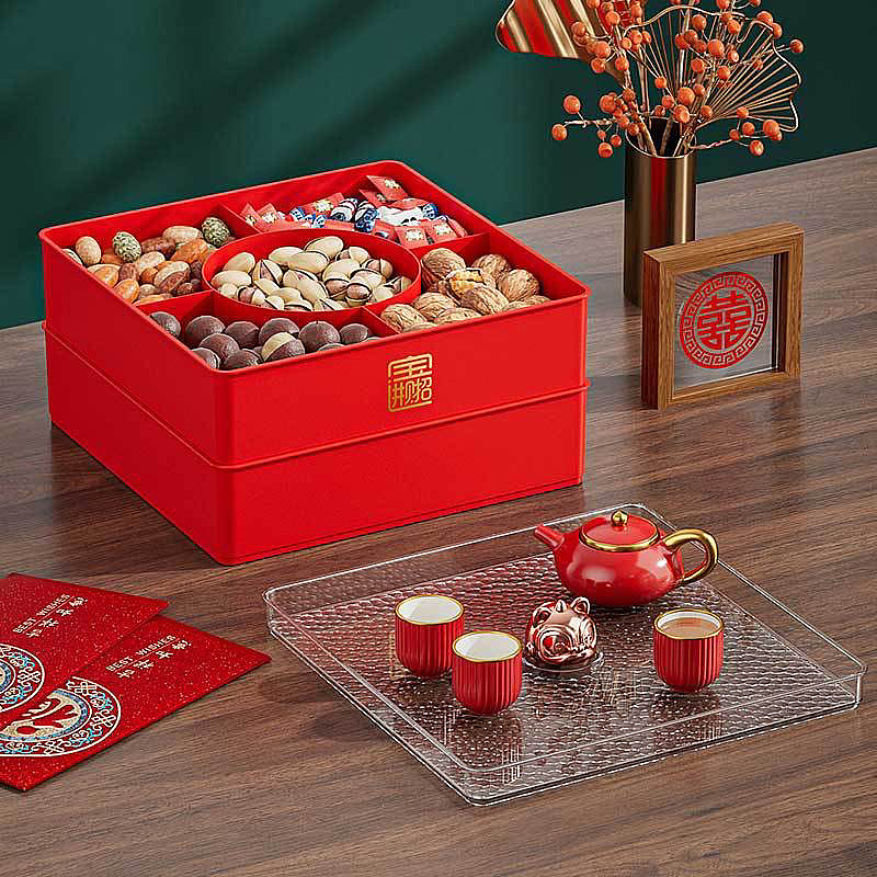 Candy box，Fruit tray，Dried fruit box，National tidal wind，Chinese style candy box，New Year Candy Box，