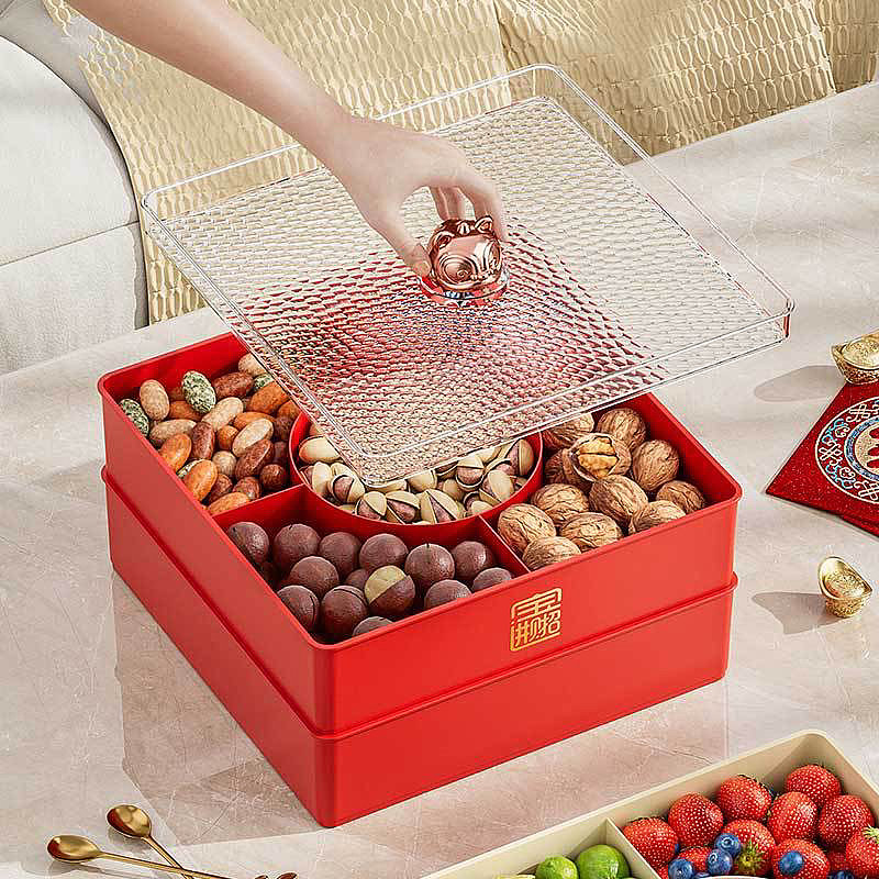 Candy box，Fruit tray，Dried fruit box，National tidal wind，Chinese style candy box，New Year Candy Box，