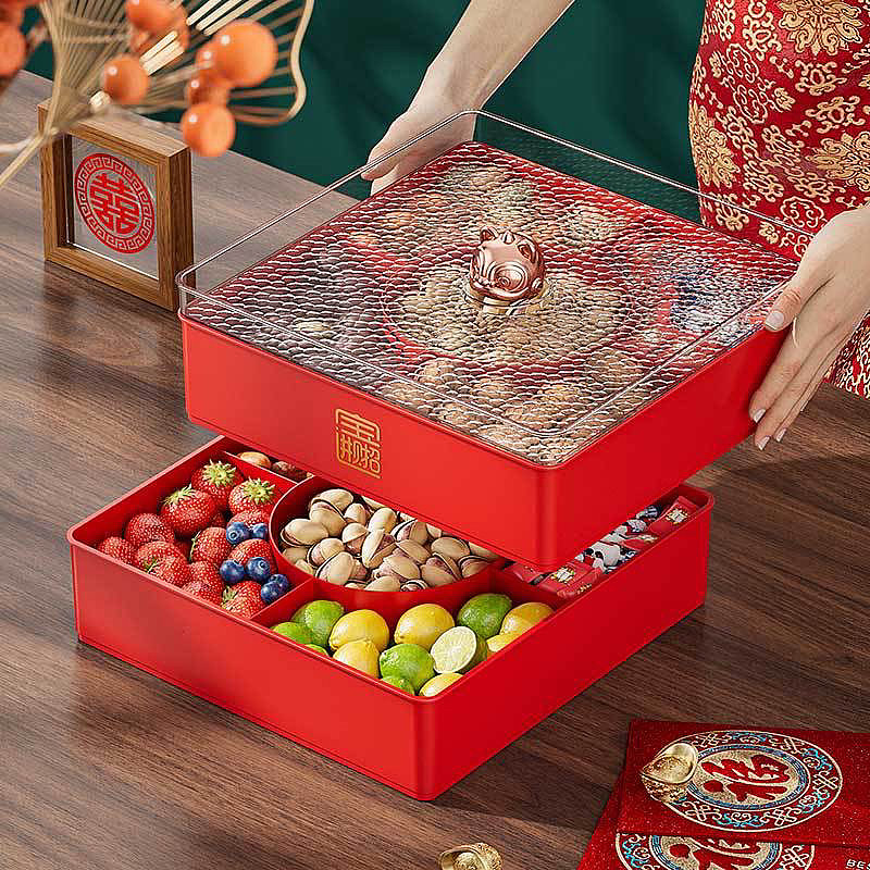 Candy box，Fruit tray，Dried fruit box，National tidal wind，Chinese style candy box，New Year Candy Box，