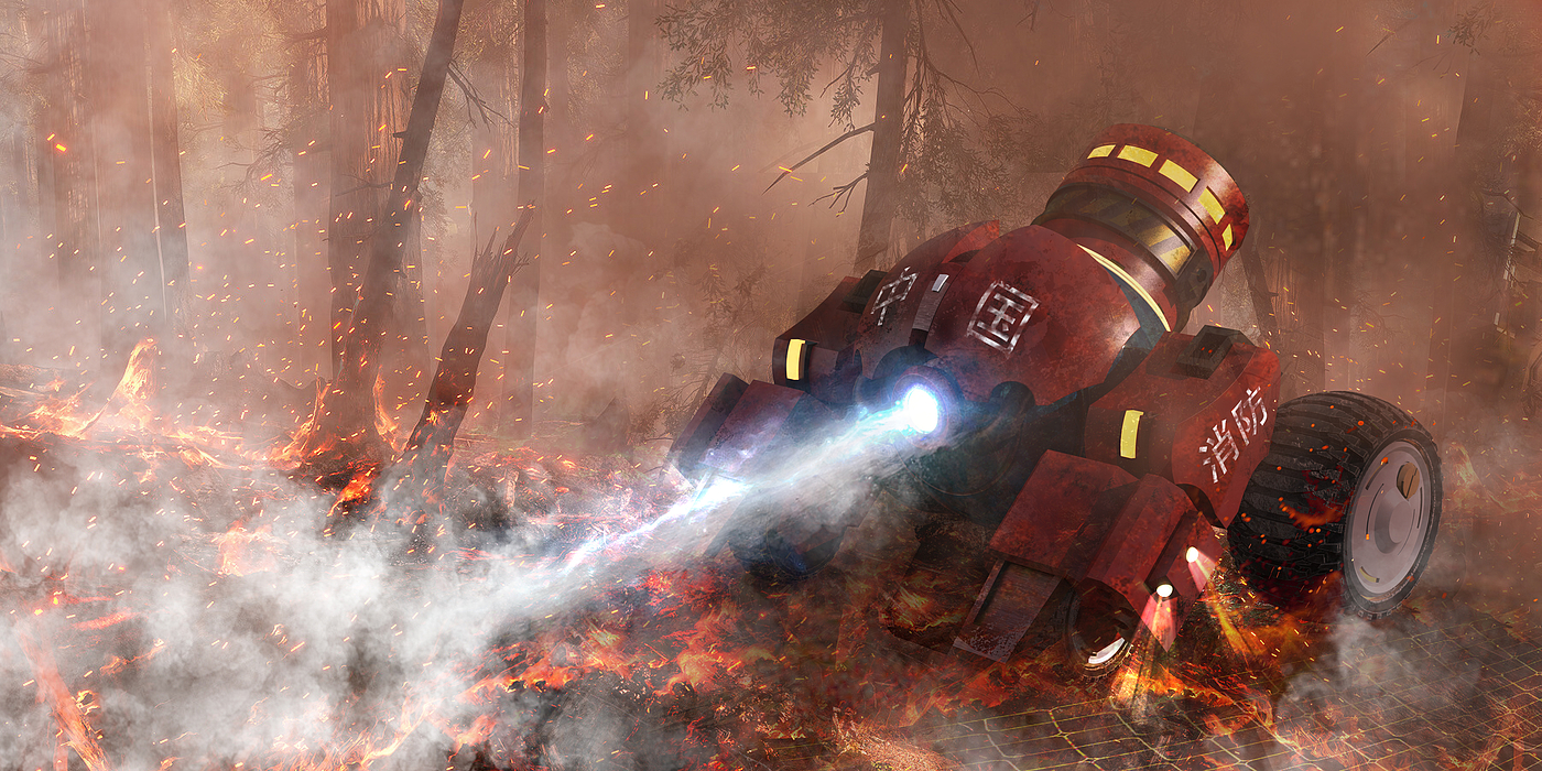 Forest Fire Fighting，conceptual design，product design，fire engine design，forest fire，