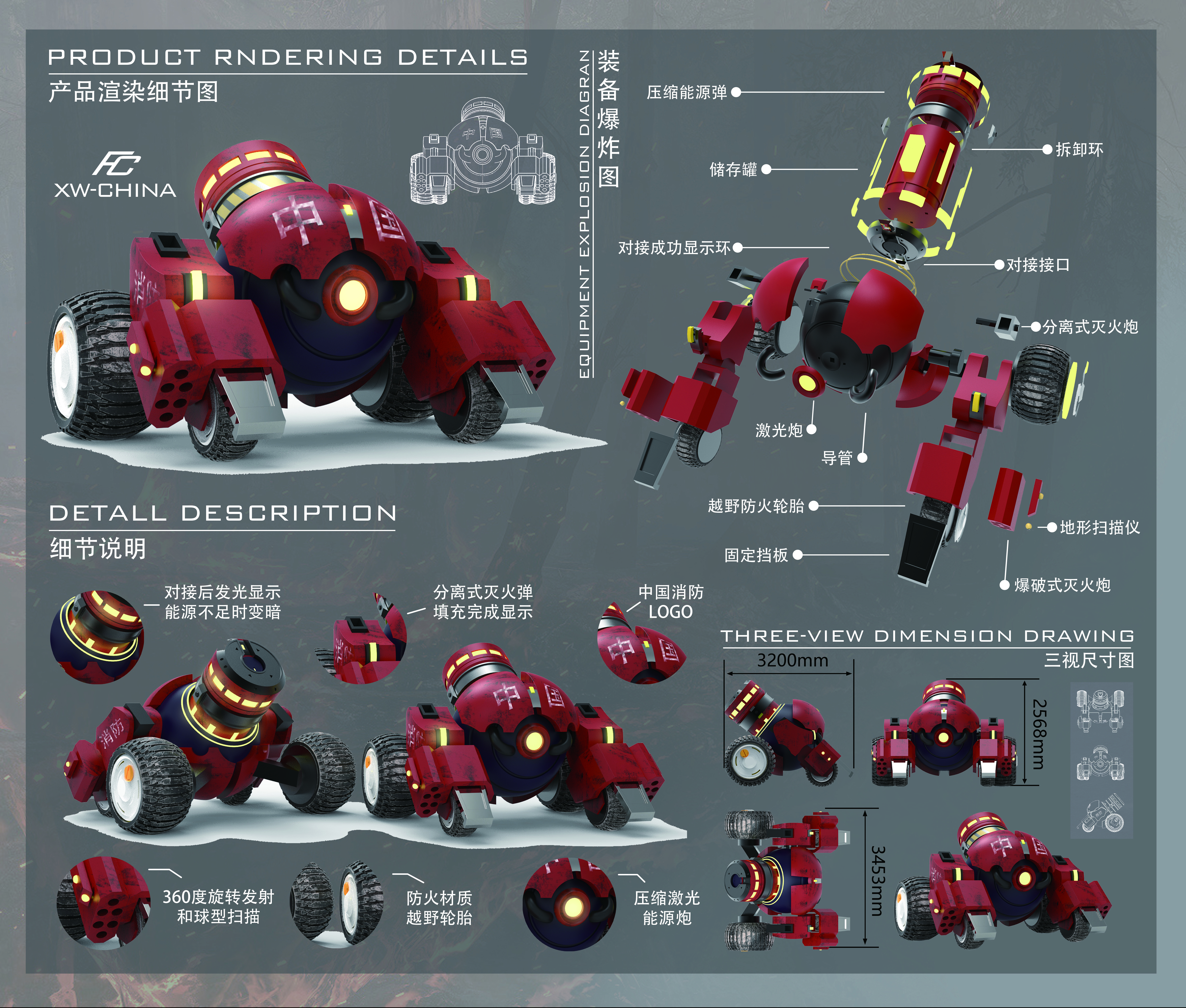 Forest Fire Fighting，conceptual design，product design，fire engine design，forest fire，