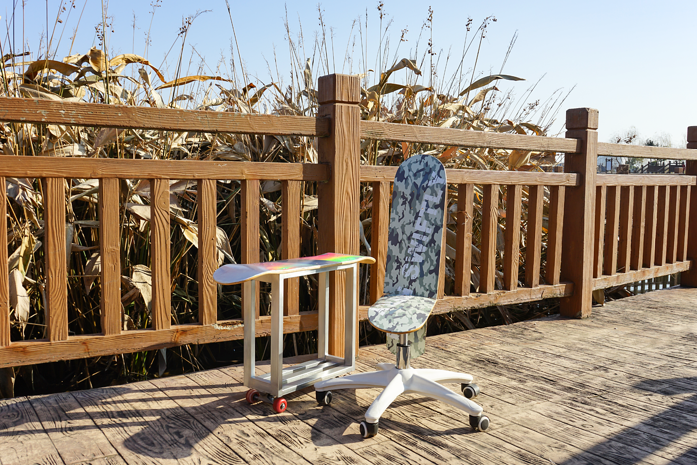 Skate，furniture，chair，Waste utilization，Reconstruction of old objects，