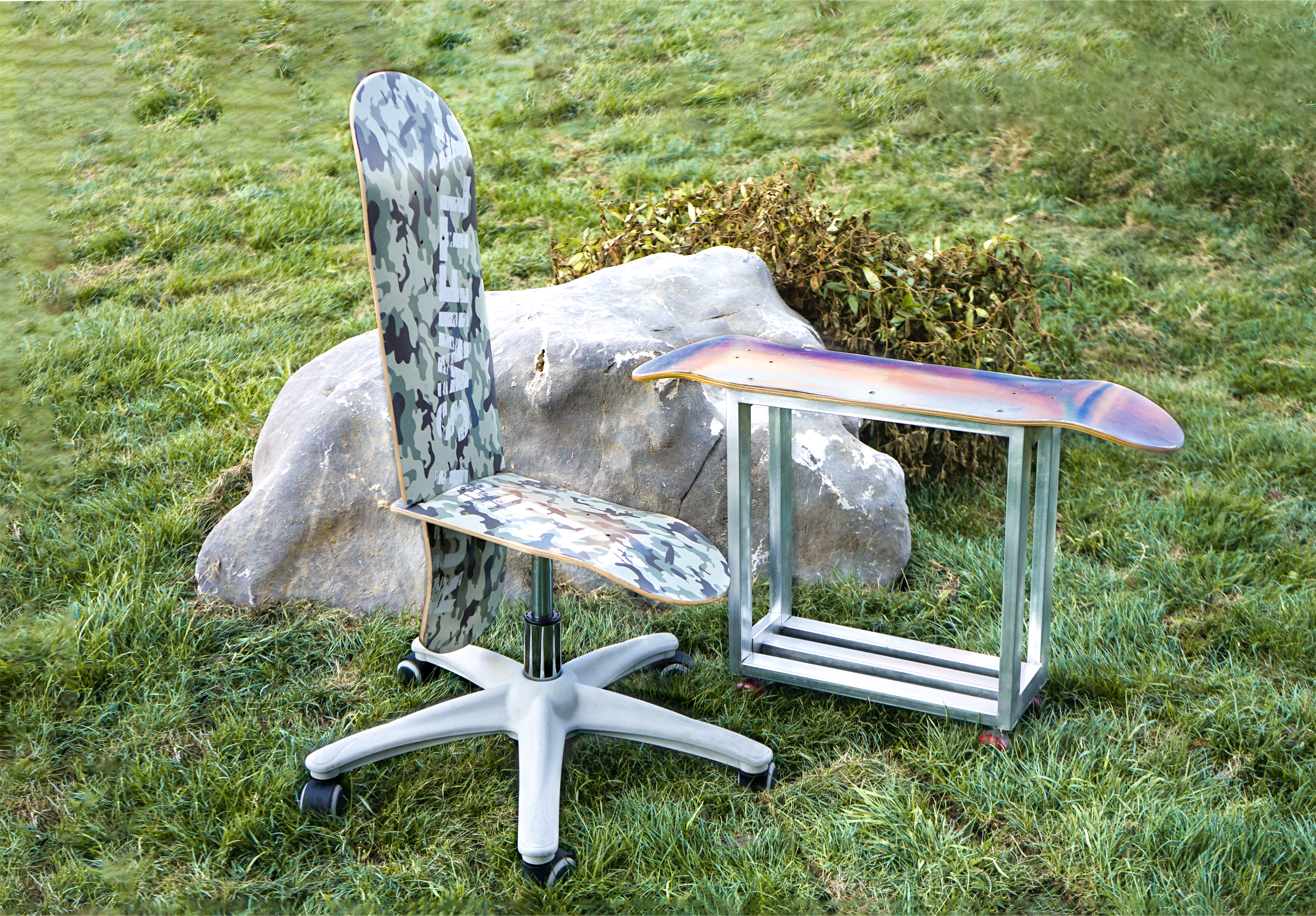 Skate，furniture，chair，Waste utilization，Reconstruction of old objects，